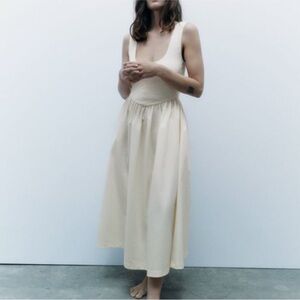 NWT ZARA CONTRASTING MIDI DRESS
CREAM - REF 4938/010 S